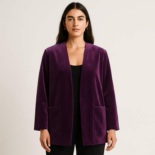 Blazer de Terciopelo Oversize en Púrpura Berenjena